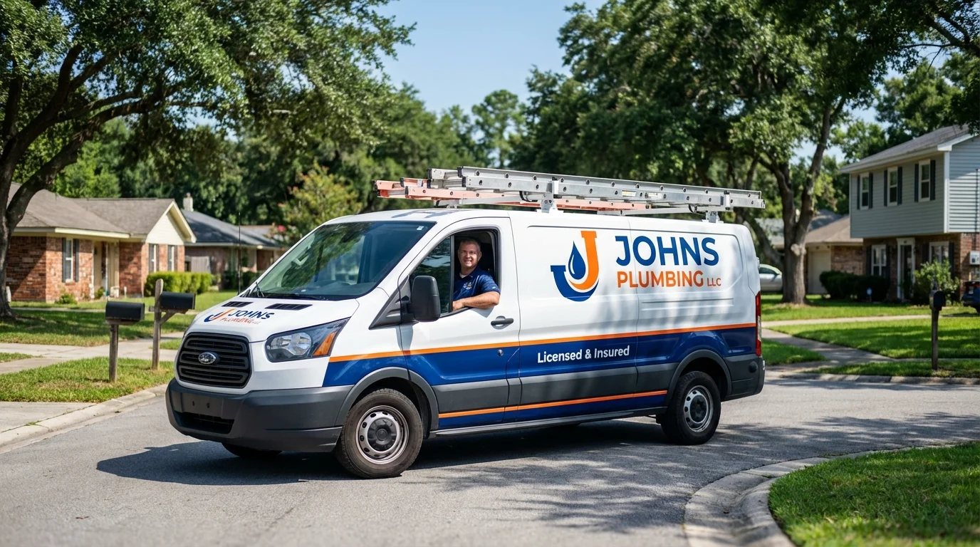 Johns Plumbing LLC service van in Boiling Springs, NC