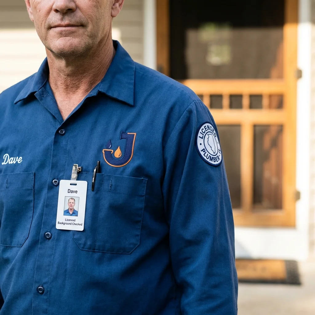 Licensed plumber showing ID badge in Boiling Springs, NC