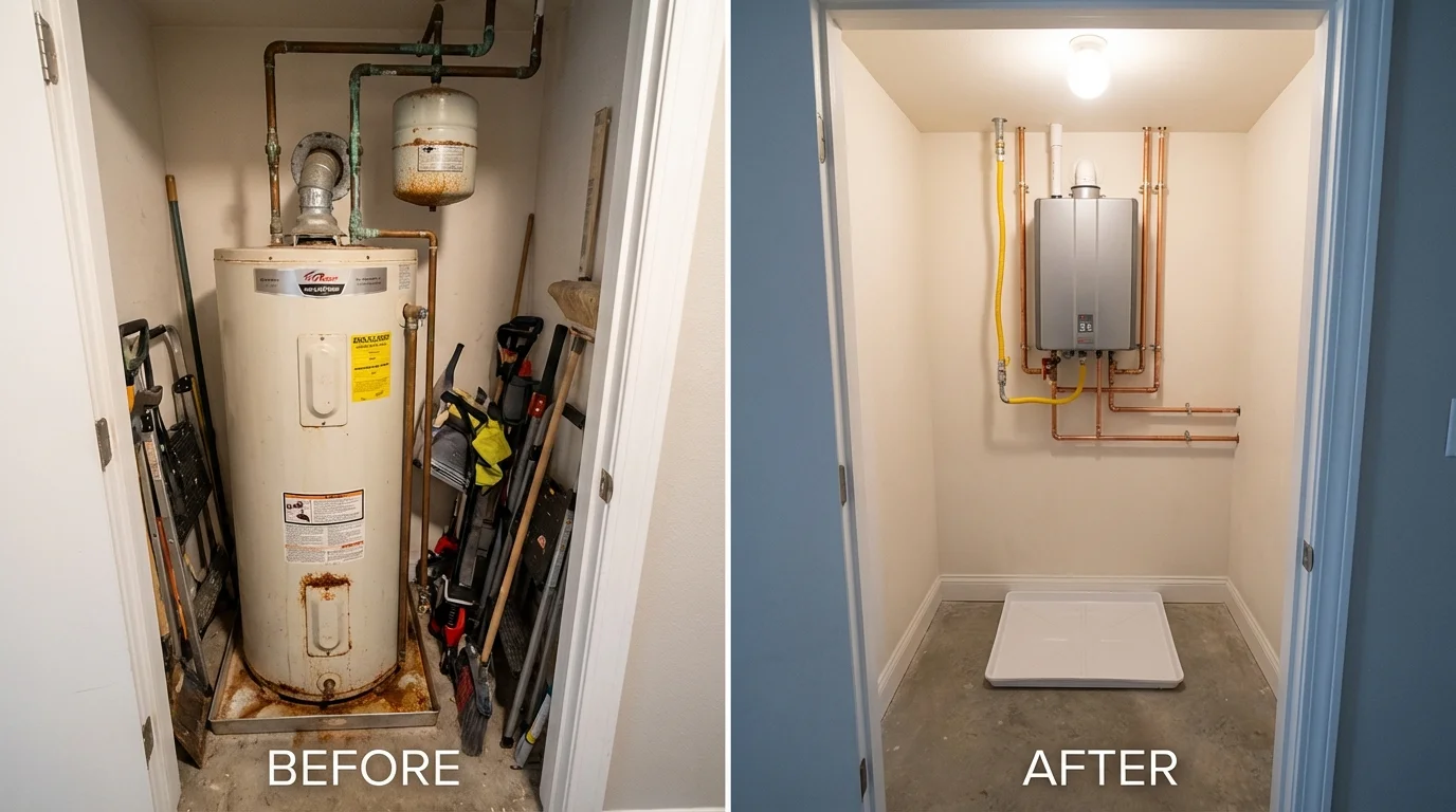 Tank water heater versus wall-mounted tankless unit comparison for Boiling Springs, NC homeowners